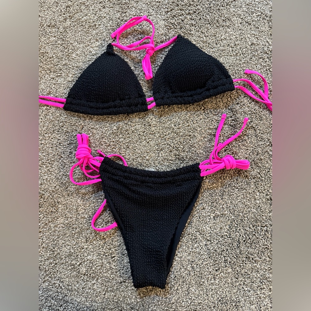 Black and Pink Bikini Set